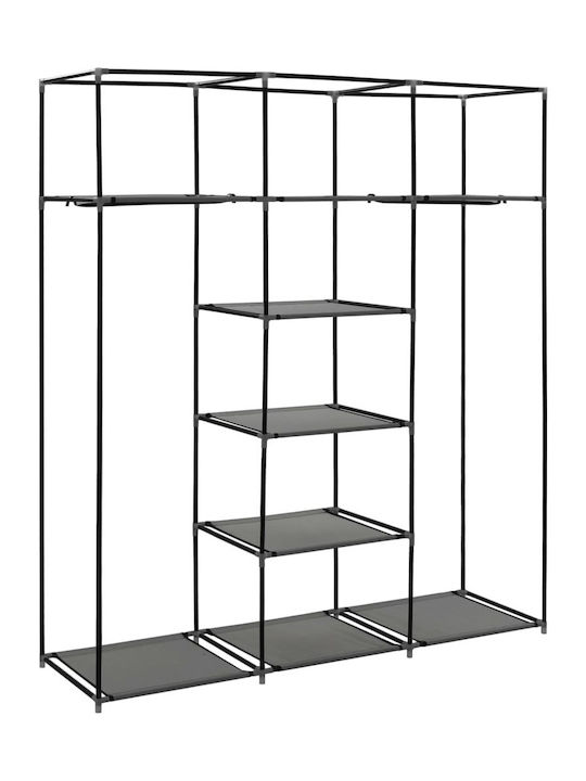 vidaXL Текстилни гардероби с Цип и Рафтове в Сив Цвят 150x45x175см