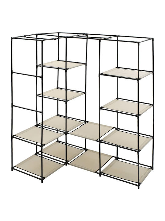 vidaXL Fabric Wardrobe Corner with Zipper and Shelves in Beige Color 130x87x169cm