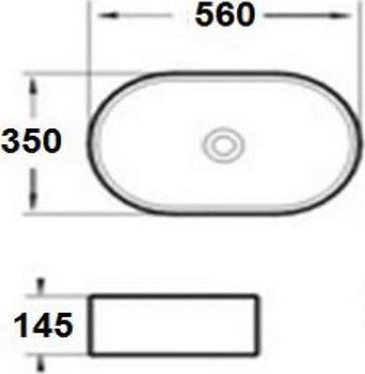 KLP River Countertop Sink Porcelain 56x35x14.5cm White