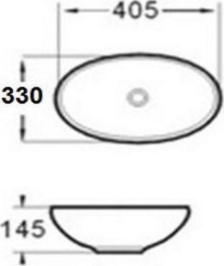 KLP Ring Countertop Sink Porcelain 40.5x33x14.5cm White