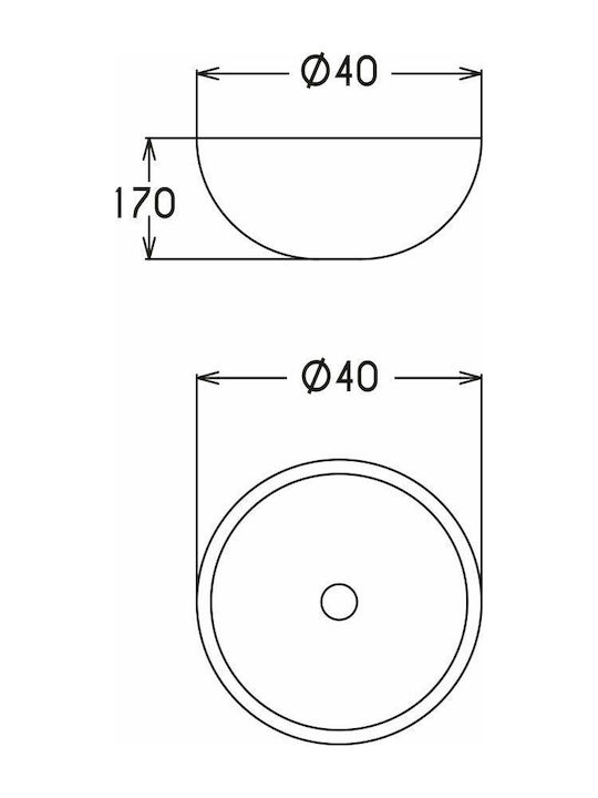 Tema Επικαθήμενος Νιπτήρας Πέτρινος 40x40x17cm Μπεζ