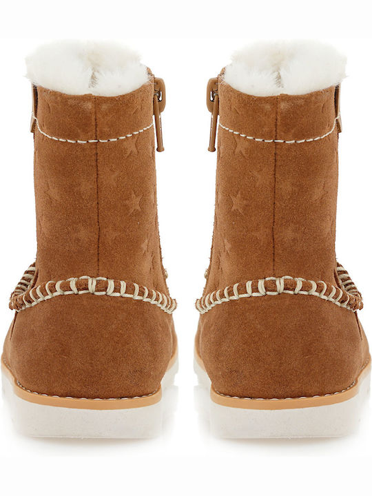 Crown Piper K Suede Kids Boots with Zipper Brown