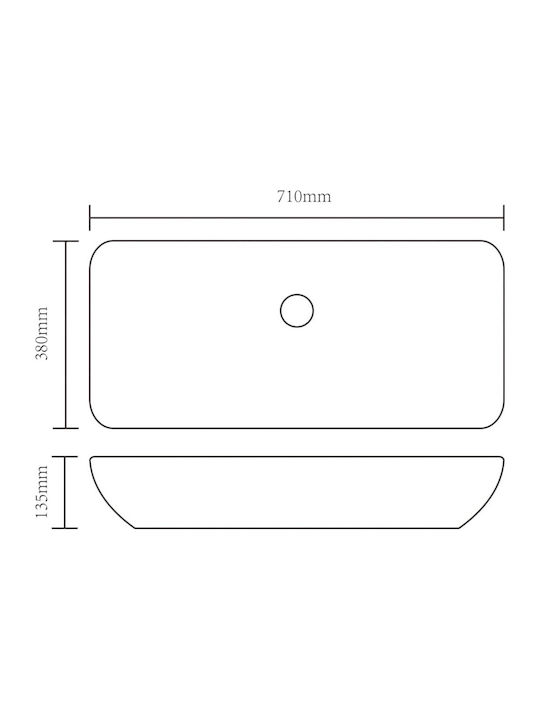 vidaXL Επικαθήμενος Νιπτήρας Κεραμικός 71x38cm Χρυσός