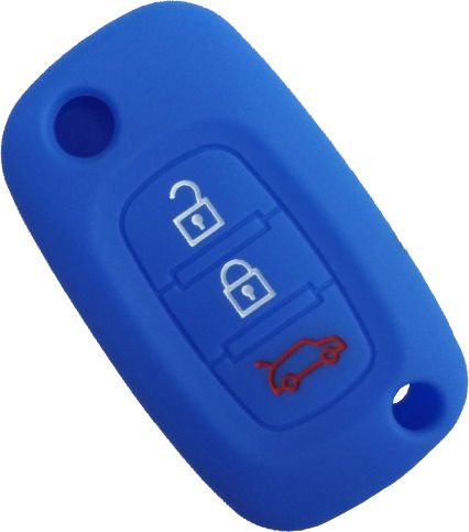 Silicone Car Key Cover Case with 3 Buttons for Renault / Smart Blue