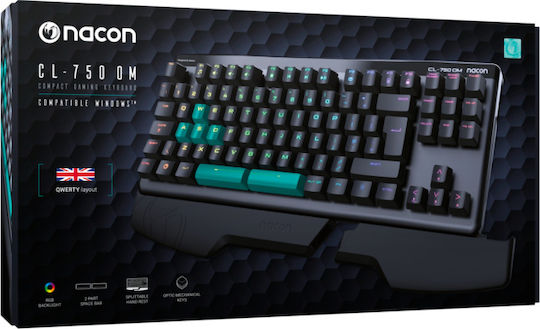 Nacon CL-750OM Tastatură Mecanică Tenkeyless De Gaming Cu Comutatoare Custom Blue Și Iluminare RGB Limba Tastaturii Engleză UK