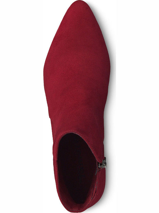 Tamaris Suede Women's Ankle Boots with Medium Heel Red