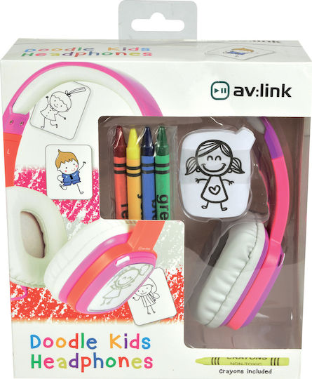 AvLink Doodle Ενσύρματα Παιδικά On Ear Ακουστικά Ροζ