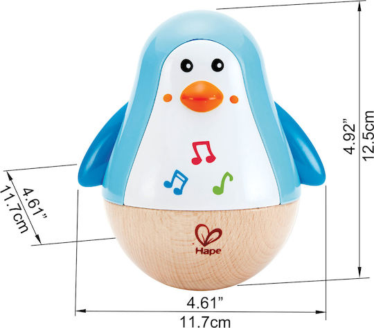 Hape Ζωάκι Penguin Wobbler από Ξύλο με Μουσική για 6+ Μηνών
