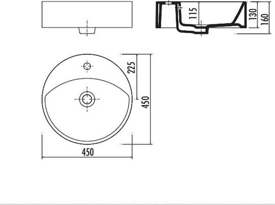 Creavit Mina Countertop Sink Porcelain 45x45x16.6cm White