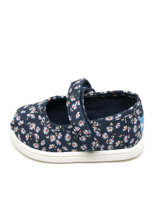 Παιδικές Μπαλαρίνες mit Bügel- und Schleifenverschluss Stoff Marineblau Mary Jane Floral