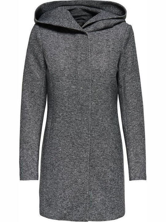 Sedona Women's Dark Grey Melange Peacoat with Hood