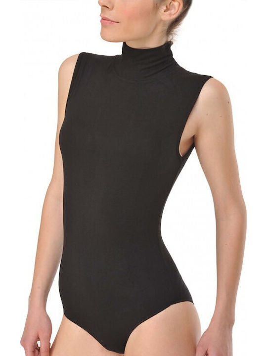 Lingerie Sleeveless Turtleneck Bodysuit Slim Fit Black