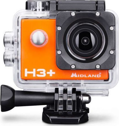 Midland Η3+ Action Camera Full HD (1080p) Υποβρύχια (με Θήκη) με Οθόνη 2" και Wi-Fi Πορτοκαλί