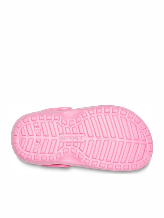 Crocs Ανατομικές Παιδικές Παντόφλες Ροζ Classic Lined