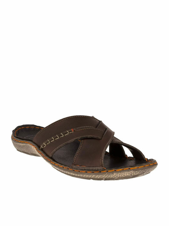 Boxer Men's Leather Sandals Brown