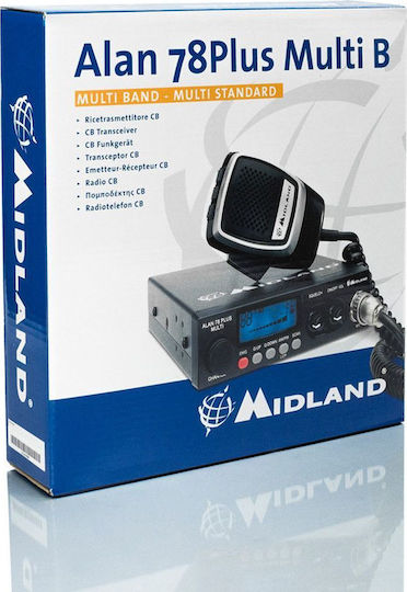 Midland Alan 78 Plus Multi B CB Автомобилен 4W с Монохромен Екран В Черен Цвят