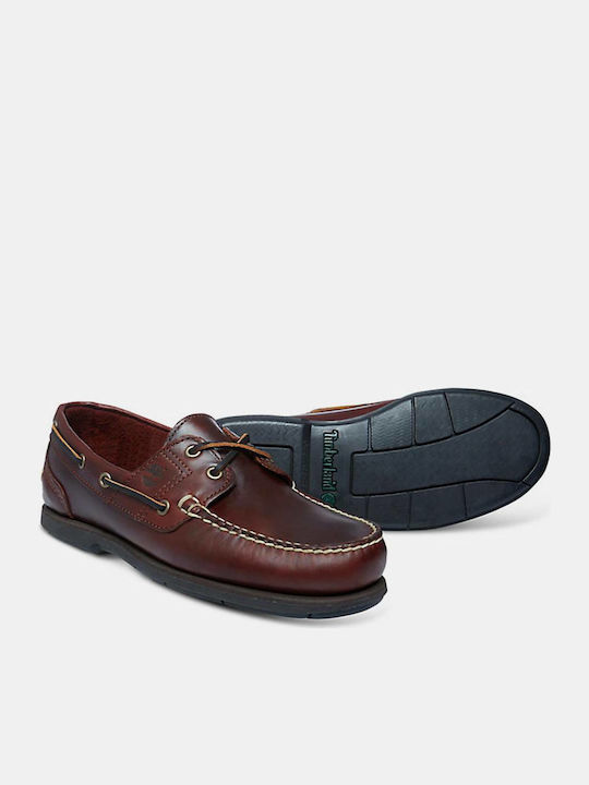 2 Eye Δερμάτινα Ανδρικά Boat Shoes σε Καφέ Χρώμα