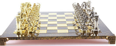 Manopoulos Τοξότες Handgefertigt Schach Metallisch mit Schachfiguren 44x44cm S10BRO