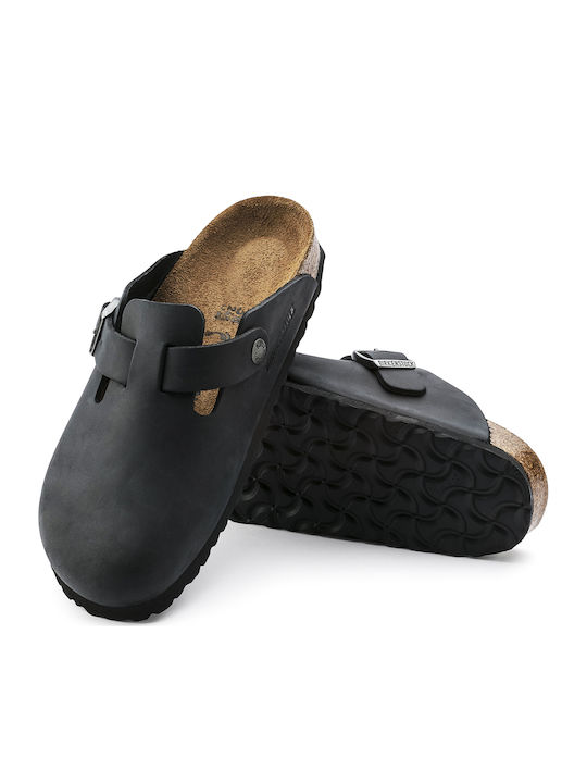 Birkenstock Boston Oiled Leather Men's Leather Anatomic Clogs Black