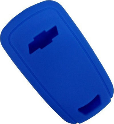 Silicone Car Key Cover Case with 3 Buttons for Chevrolet Blue