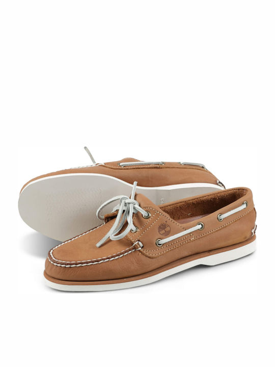 Classic 2 Eye Δερμάτινα Ανδρικά Boat Shoes σε Ταμπά Χρώμα