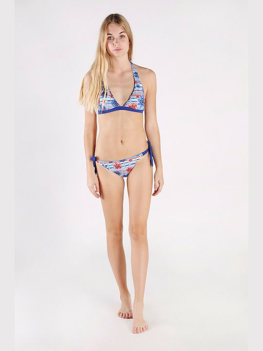 Elie Bikini Slip με Κορδονάκια Μπλε
