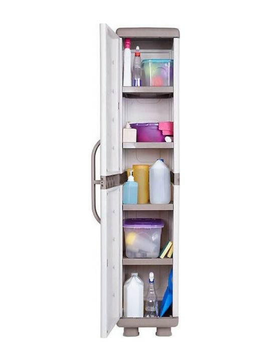 Single Door Wardrobe Iris Plastic with 4 Shelves Beige/White 36x44x179cm