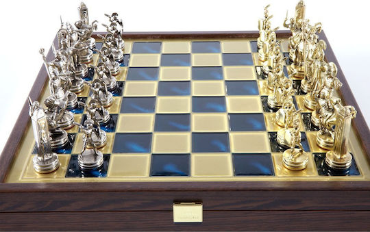 Manopoulos Greek Mythology Handmade Chess Metal with Pawns 34x34cm