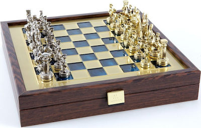 Manopoulos Ελληνορωμαϊκή Επόχη Χειροποίητο Σκάκι Μεταλλικό με Πιόνια 27x27cm