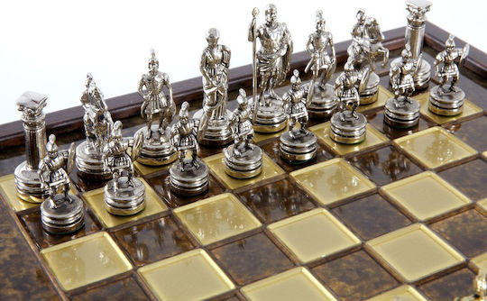 Manopoulos Greco-Roman Era Handmade Chess Metal with Pawns 27x27cm