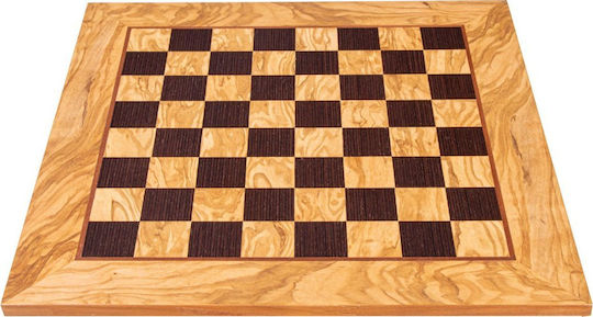 Manopoulos Olive Wood & Wenge Inlaid Handmade Tabla de șah din Lemn de Măslin 50x50cm