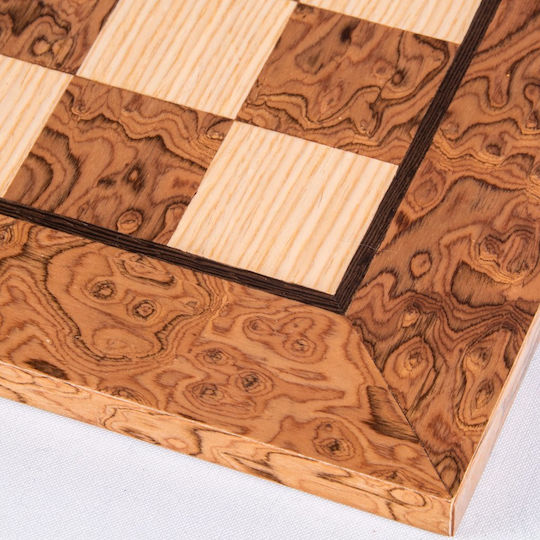Manopoulos Walnut Burl & Oak Inlaid Χειροποίητη Σκακιέρα Ξύλινη 50x50cm