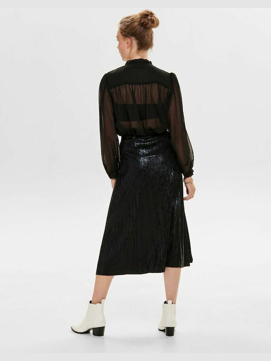 Only Leather High Waist Midi Skirt in Black color