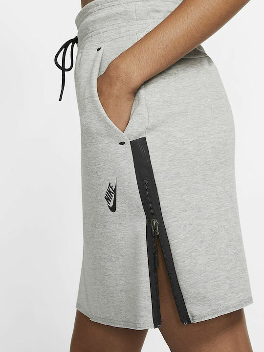 Nike Sportswear Tech Fleece Ψηλόμεση Mini Φούστα σε Γκρι χρώμα