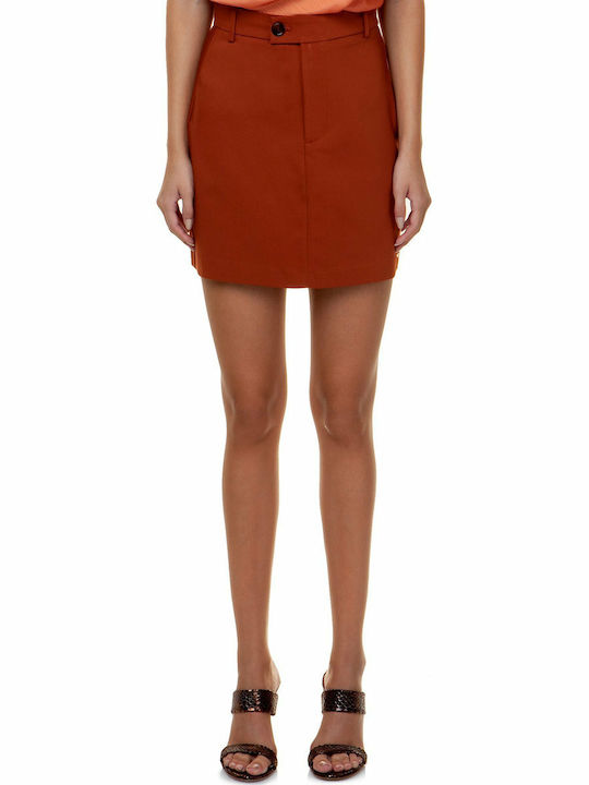 Toi&Moi High Waist Mini Skirt in Tabac Brown color 10-1004-29