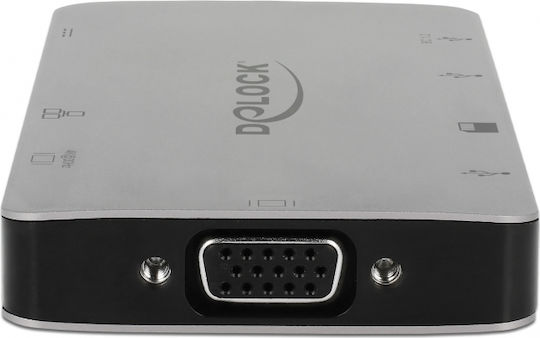 DeLock USB-C Docking Station με HDMI 4K PD Ethernet Γκρι (87735)