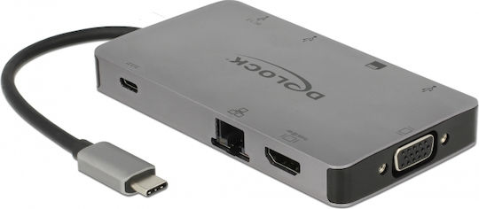 DeLock USB-C Docking Station με HDMI 4K PD Ethernet Γκρι (87735)