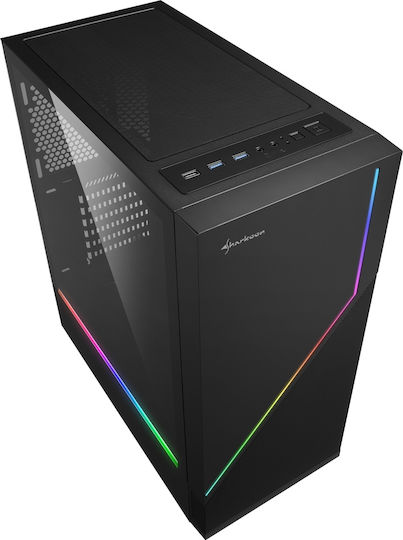 Sharkoon RGB Flow Gaming Midi Tower Computer Case with Side Window Black