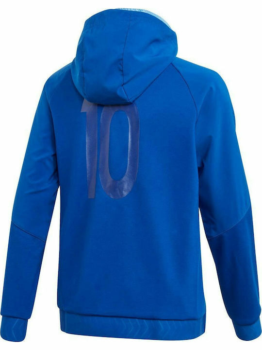 Adidas Athletic Kids Sweatshirt Cardigan Cotton with Hood Blue