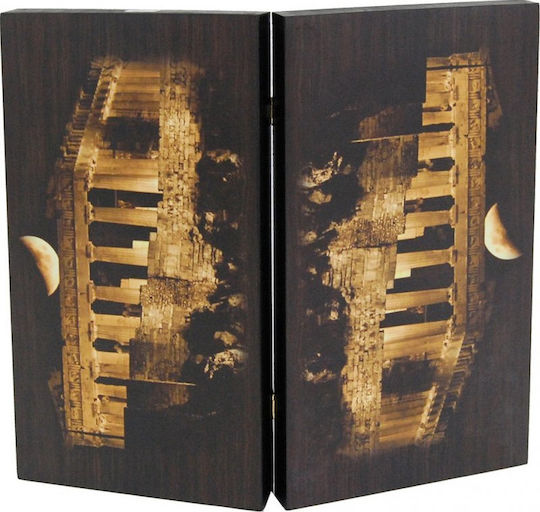 Gravură Parthenon Table Lemn cu Piese 48x48cm