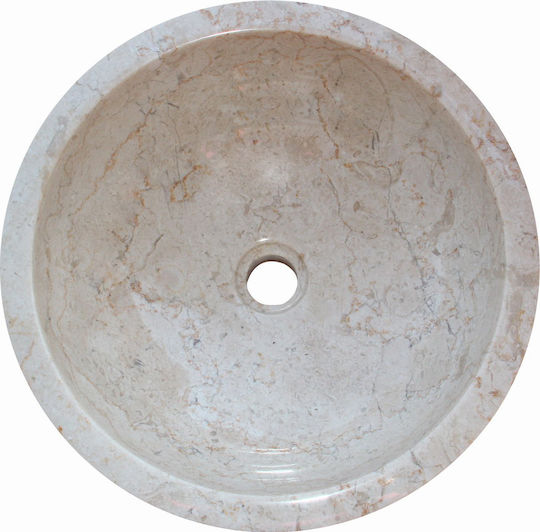 Lux4home Gemma 501 Marble Επικαθήμενος Νιπτήρας Μαρμάρινος 45x45x17cm Cream