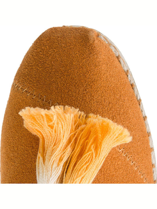 Deconstructed Alpargatas Rope Tassel Suede Γυναικείες Εσπαντρίγιες σε Πορτοκαλί Χρώμα