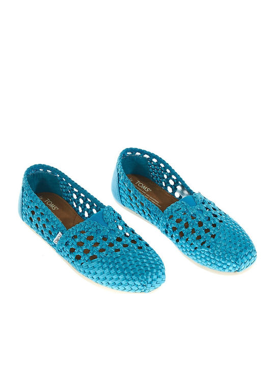 Toms Satin Wooven Geflochtene Damen Espadrilles in Türkis Farbe