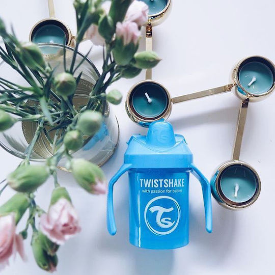 Twistshake Mini Cup Educational Sippy Cup Plastic with Handles Light Blue for 4m+m+ 230ml 1445