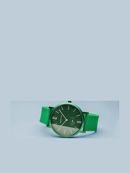 Bering Time True Aurora Men's Watch 47mm Battery with Green Rubber Strap