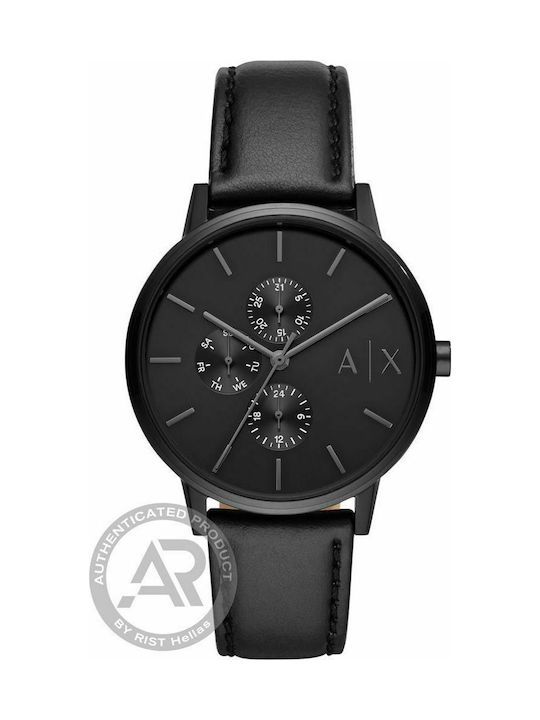 Armani Exchange Cayde Uhr Batterie mit Schwarz Lederarmband