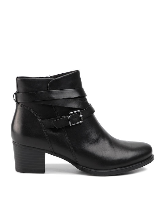 Caprice Leather Women's Ankle Boots Black