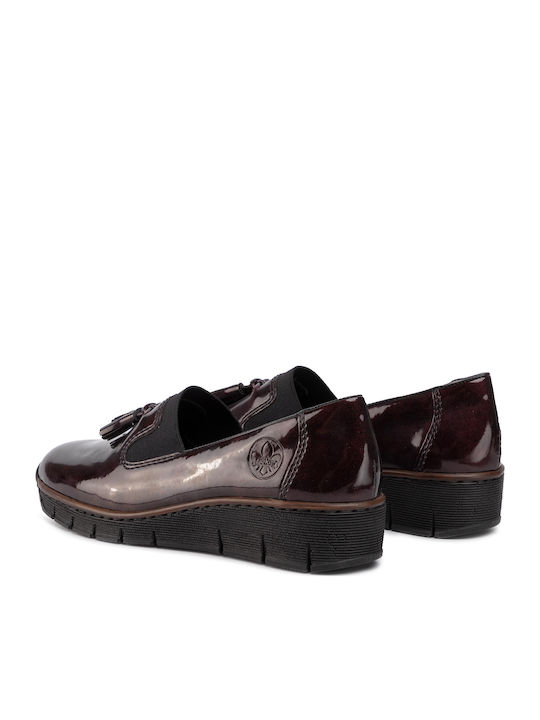 Patent Leather Women's Moccasins in Burgundy Color