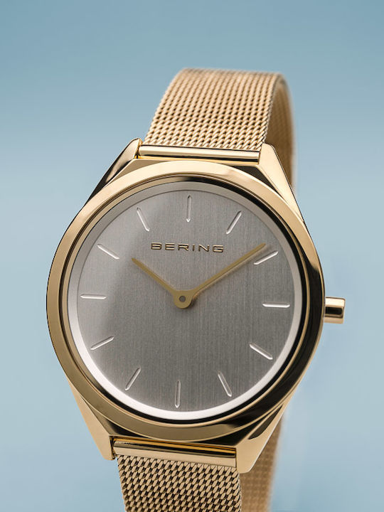 Bering Time Ultra Slim Women's Watch with Gold Metal Bracelet
