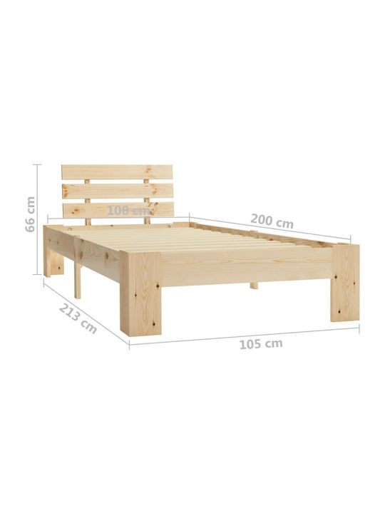 Single Wooden Beige Bed for Mattress 100x200cm